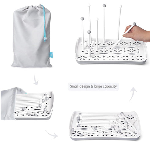 Baby Bottle Drying Rack with Tray, Termichy High Capacity Bottle Dryer Holder for Bottles, Teats, Cups, Gray