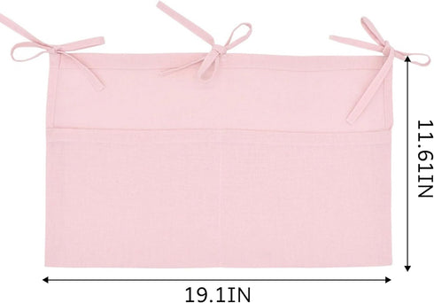 Baby Bedside Hanging Storage Bag - 2 Pockets Organizer for Baby Crib Toy, Nursery Storage Diapers Wipes Baby Essential Storage, for Changing Table, Crib, Baby Stroller - Baby Shower Gifts (Light Pink) by AlpadilAndCo