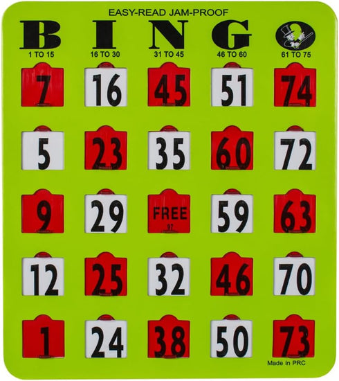 MR CHIPS Jam-Proof Easy-Read Large Print Fingertip Bingo Cards with Sliding Windows