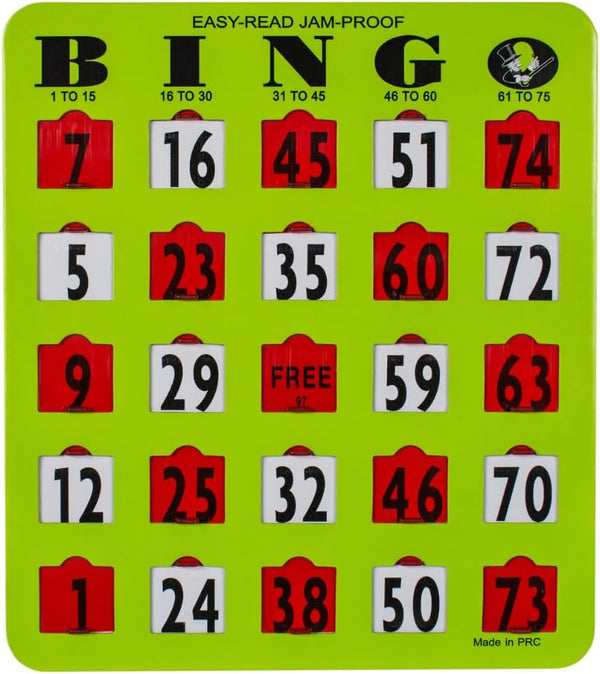 MR CHIPS Jam-Proof Easy-Read Large Print Fingertip Bingo Cards with Sliding Windows