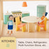 Giant Wooden Dollhouse Furniture Set, 26 Pcs for Kitchen, Living Room, Bedroom, Bathroom, Babyroom, Candy Accessories