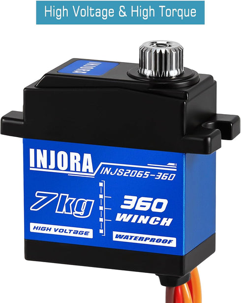 INJS2065-360 7KG Winch 1/18 TRX4M(Black) INJORA Waterproof Servo & Tow Truck Crane Kit