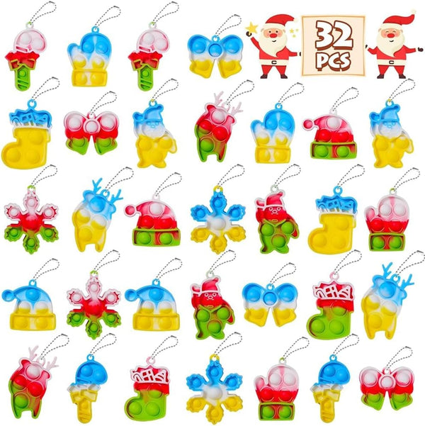 FIDWOD 32PCS Party Favors for Kids: Mini Pop Keychain Toys Pack - Bubble