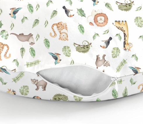 Watercolor Brazilian Animals Baby Nursing Pillow Covers for Boy Girl Jungle Animal Tropical Leaves Nursery Pillowcase