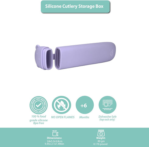 Toddler Utensil Silicone Storage Box - BPA-Free & Durable (Light Purple)