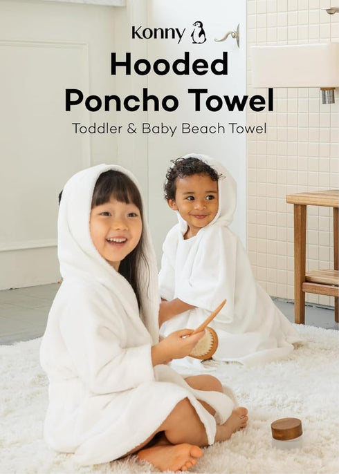Konny Baby Hooded Towel Rayon from Bamboo Cotton Baby Bath Beach Towel Hooded Poncho, Oeko-TEX, Ultra Soft & Quick-Dry