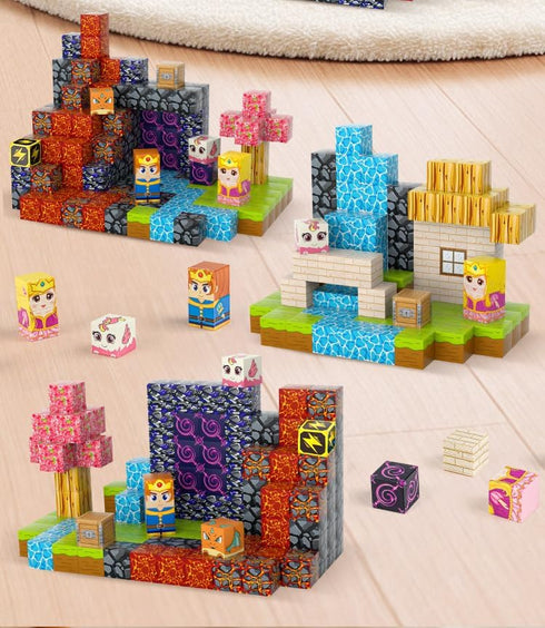 FXLYNAF 84-Piece 0.8in Set, Magnetic Blocks, Build Prince&Princess Magnet Game Stacking Building Blocks Cubes Magnets