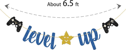 Level Up Banner, Video Game Theme Birthday Party Decoration for Kids Boys Girls, Happy 11th 12th13th 14th 15th 16th Birthday Party Supplies