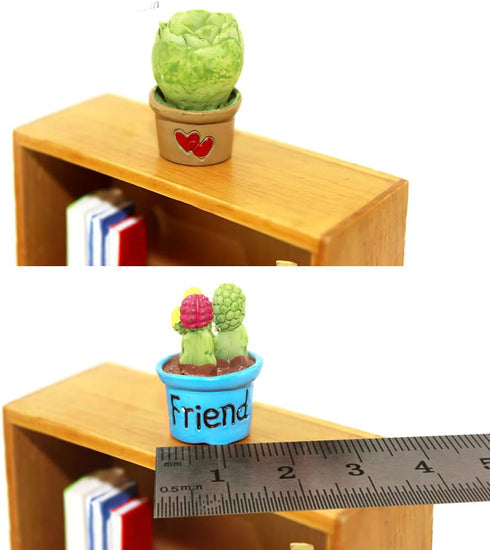 7 in 1 Dollhouse Decoration, Miniature Green Potted Plant Pots, 1:12 Scale Doll House Bonsai Model Accessories (7