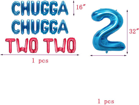 BEOXAGAR 2nd Chugga Chugga Two Two Train Themed Birthday Balloons - Train Birthday Party Decorations for Toddler Boys
