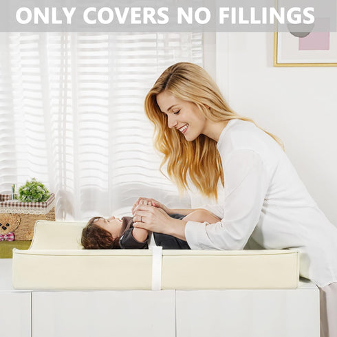 Navari 31"X 16" Vegan Leather Changing Pad Cover with Zipper - - Waterproof Wipeable, Extra Thick & Portable & Non-Slip