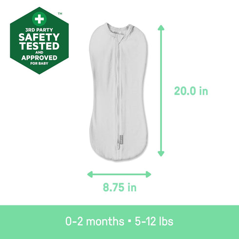 0-2 1.0 2-Pack SwaddleMe by Ingenuity Compression Baby Swaddle Pod, Two-Way Zipper for Easy Diaper Changes, Improves