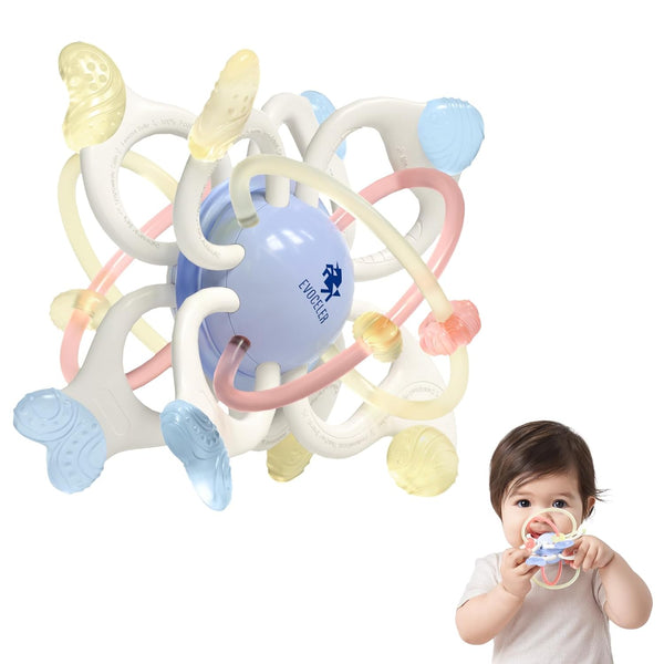 Evoceler Baby Toy, Montessori Sensory Teether Toy for 0-6, 6-12 Months, Rotatable