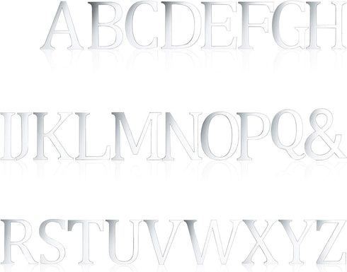 27 Pieces Alphabet Mirror Decal Name Sticker Art, Silver Acrylic Wall Decals with & Symbol for Parties