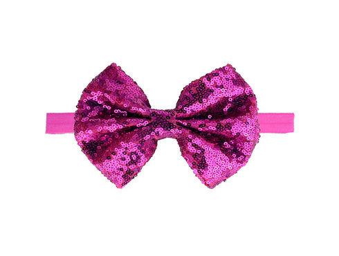 Baby Girl's Lovely Sequins Bowknot Headband Toddler Hairband for Photography Travel Party