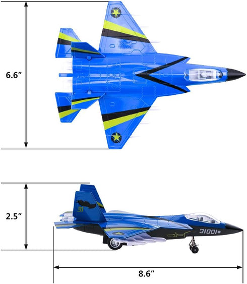 Pull Back Stealth Bombers & Fighter Planes Toy - Alloy Aircraft (Black & Blue)