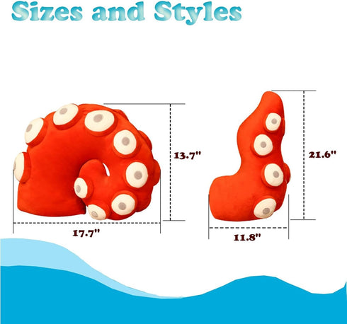 Octopus Tentacles Plush Pillow, Stuffed Animal Gift for Kids Adults (17.7 * 13.7in, Red)