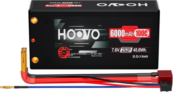 HOOVO 2S 100C 6000mAh 7.6V RC Shorty Lipo Battery High-Voltage Hard Case with