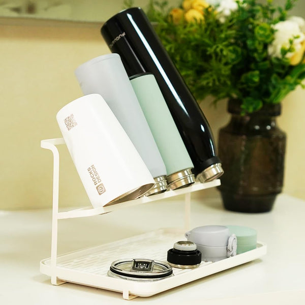 Countertop Kitchen Bottle Drying Rack with Drain Tray, 12.4 x 7.09 inch