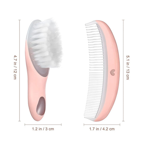 Set 1Set Baby Hair Brush and Comb Massage Scalp Brush for Newborn and Toddler (Pink)