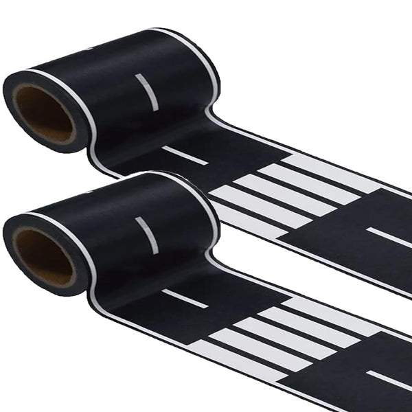 Black Road Track Tape, Toy Car Track for Kids, Race Cars Decorations for Birthday Party, 33" x 4" (2 Rolls)