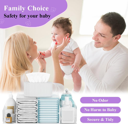 Jumyee Acrylic Diaper Caddy, Clear Detachable Diaper Storage Organizer for Baby Changing Table, Stacker Holder