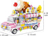 Girls Building Blocks Toys, 593 Pieces Ice Cream Truck Set, Pink Building Bricks Toys for Kids Age 6-12