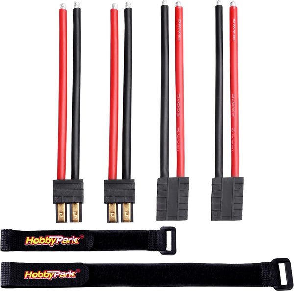 Hobbypark RC Battery Adapter Connector - Male & Female with 12AWG Silicone Cable Wire Extension Lead