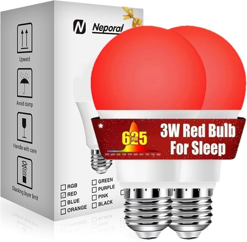 Neporal 625nm Red Light Bulbs for Sleep 3W, 100% Blue Light Blocking