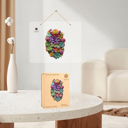 200 12.6" 7.8" Delobil Mothers Day Puzzles for Adults with Puzzle Saver - Succulent Wooden Puzzle Gifts for Mom Unique