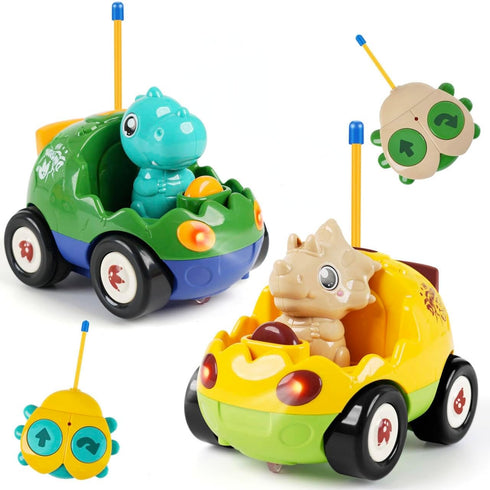 2-Pack Remote Control Dinosaur Toy Car for Kids - Birthday Gifts for