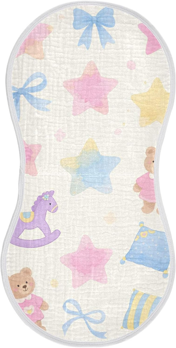 tplaotee Cute Colorful Star-Shaped Wooden Horse Bear Cotton burping Cloth Easy Care Baby