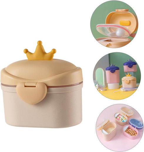 PERSELOSO 5.31X5.31X3.93 Inch Portable Milk Powder Box Formula Dispenser with Airtight Seal and Separate Spoon Precise