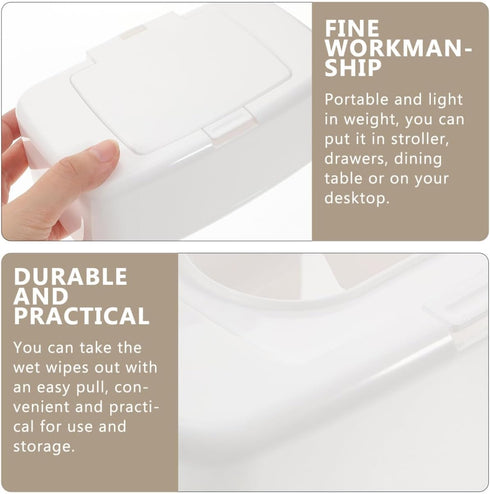 KOMBIUDA Wipe Dispenser with Lid Refillable Decorative Wet Tissue Holder for Home Travel Makeup Storage Container