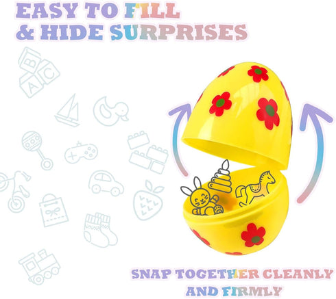 CJYGEGE 3 Inch 30 Pack Jumbo Plastic Easter Eggs - Premium Colorful Fillable Empty Easter Eggs Bulks for Easter Basket