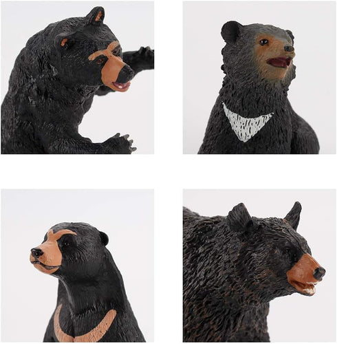 Realistic Wild Life Jungle Animal Figures, Black Bear Family Playset Educational Toys for Kids