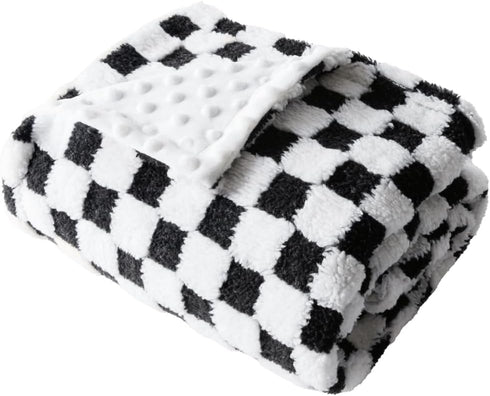 Soft Checkered Baby Blankets, Unisex, Breathable Gender Neutral, 30” X 40”