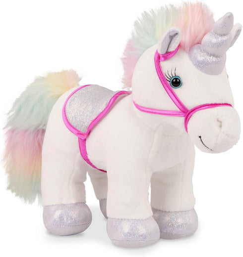 Plush Unicorn Carrier Bag with Comb & Bottle, Stuffed Animal for Kids 3 Years +