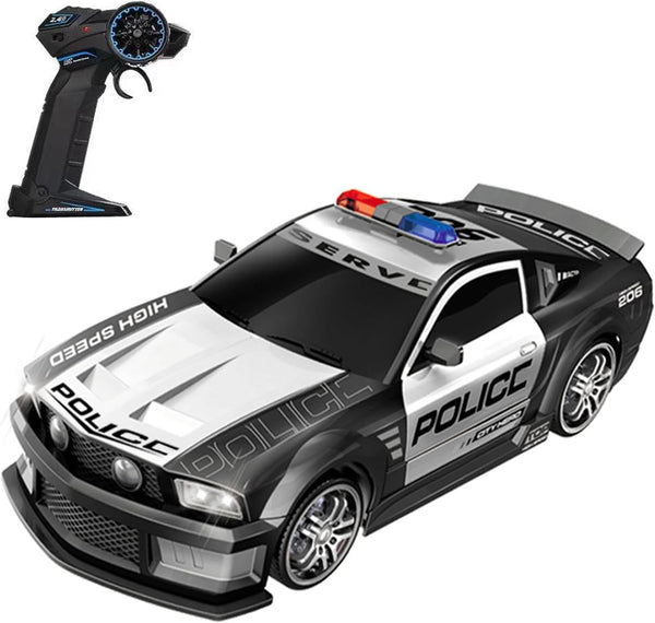 GoolRC 1:12 Scale RC Drift Car 2.4GHz Remote Control Police Car with Lights Siren 4WD High Speed Racing Toy
