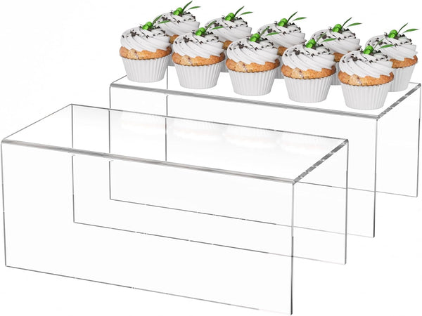 Sezanrpt Acrylic Shelf Riser 12x5.5x5 pack of 2, Countertop Acrylic Display Storage