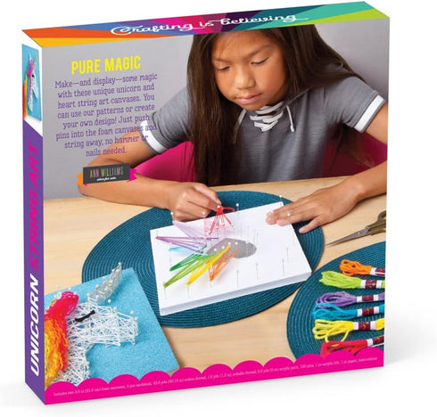 Craft-tastic String Art Craft Kit, Makes 2 Large Canvases, Unicorn Edition