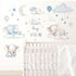 Quinspir Dream Big Little One Elephant Wall Stickers,Dreamy Moon Stars Balloons Cloud Decor for Kids Room, Nursery