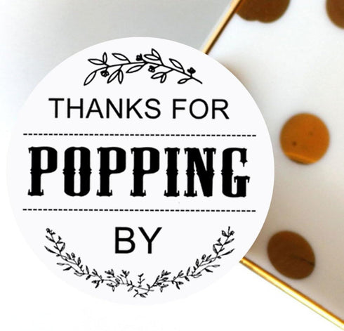 120 Ready to Pop Stickers - Baby Shower Favours, Thanks for Popping by, 1.6 Inch Round Design