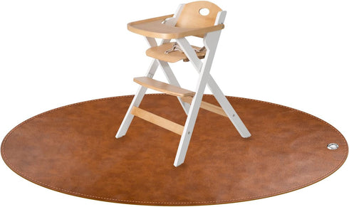 Linkidea Vegan Leather Splat Mat for Under High Chair - Floor Protector for Kids, Reusable Infant Food Splash Spill