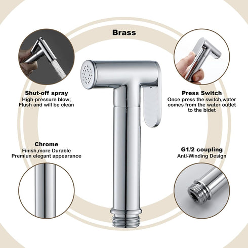 MUOBSBJRX Washing,Type2(Type1) HandheldSprayer for Toilet Round Cloth Diaper Sprayer BrassSprayer for Toilet