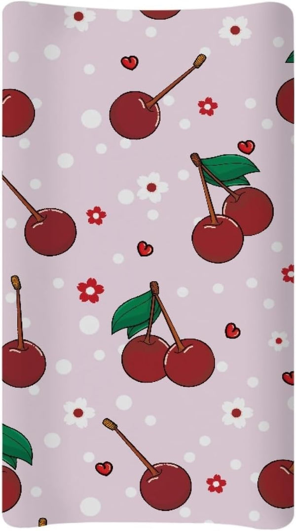 TOADDMOS Changing Pad Cover, Cherry with Floral Print Soft Breathable Diaper Changing Table