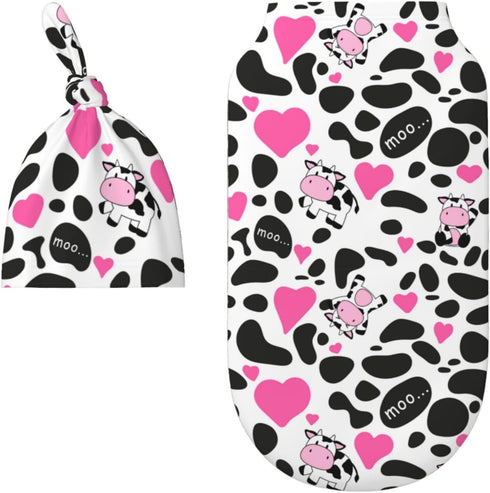 Cow Print Swaddle Blankets, Newborn Receiving Blanket, Baby Swaddle Wrap, Soft Sleeping Sack for Baby Girls Boys