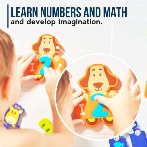 100% Non-Toxic Bathtub Numbers - Set of 27 pcs Fun Bath Foam Toys for Kids Girls Boys - Educational Puzzles
