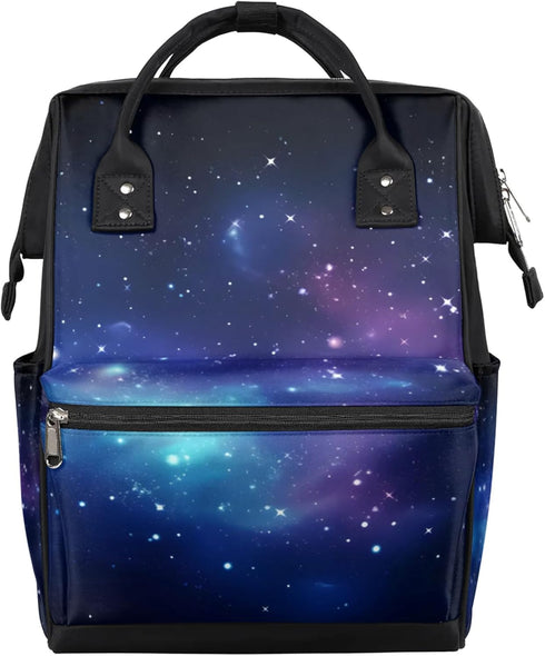 Hsnar Outer Space Galaxy Waterproof Diaper Bag Backpack Large Capacity Baby Bag with
