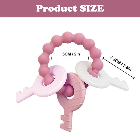 YAPROOM Silicone Teething Keys for 6-18 Month Baby, Cute Keys Teether Ring for Infants